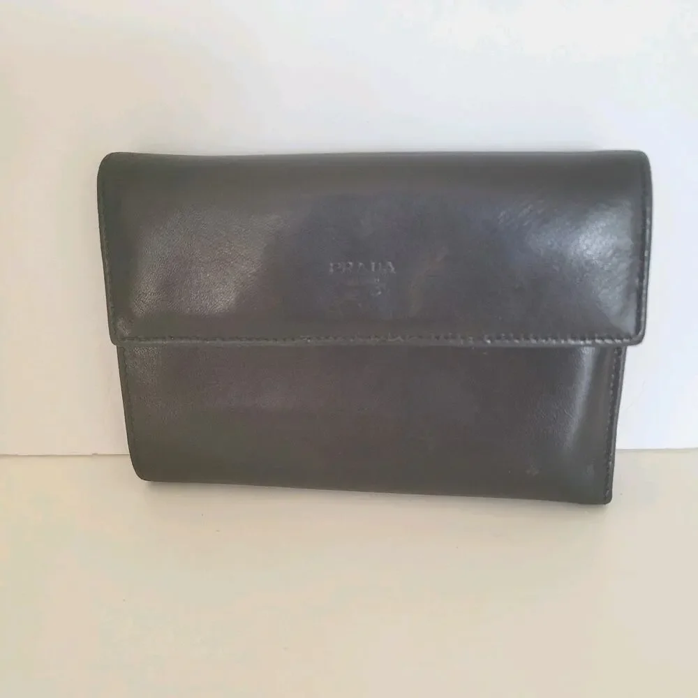 PRADA Portafogilo Donna Nero‎ Black Nappa Leather Wallet Large Envelope Medium